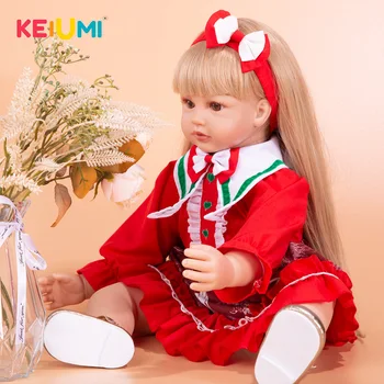 Нов прием на 60 см Възстановената Бонека Дете Princess Кукла С Дълга Руса Коса Новородени Силиконови Кукли, Играчки За Подарък Gilr Детски подарък 1