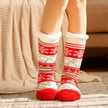 2021 Женски Коледни чорапи с мультяшными чорапи, дамски есенни и зимни чорапи, топли дебели кадифени килими, нескользящие Чорапи, плюс Домашни чорапи Z5N1 2