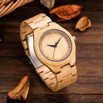 Най-добрите маркови Дървени часовници, Мъжки часовници, Дървени Бамбукови часовници за мъже Ръчен Дървена каишка, Кварцов часовник Съпруг Подарък Relogio Masculino 1