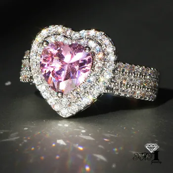 YaYI Модни дамски бижута Розов скъпоценен камък Циркон CZ Щампа S925 Сребърен Цвят Сватба Сватбени Женски Халки Подарък пръстен с доставка 1