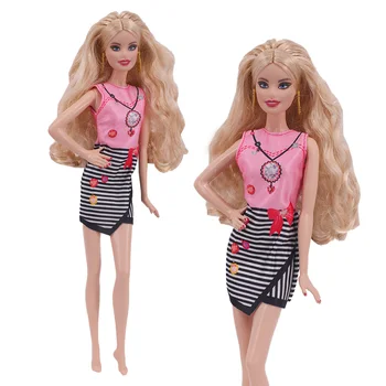 Стоп-моушън облекло Модерен Многоцветен Облекло Плюшен риза-рокля от Деним пола-окото Ежедневни Дрехи, Аксесоари, Облекло за кукли Барби