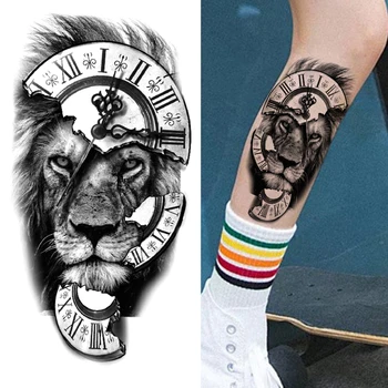 Ред Акварелни временни татуировки лъв за възрастни мъже реалистичен тигър вълк в гората водоустойчив фалшив стикер татуировки на гърдите и тялото > Татуировки и боди арт / www.yorkshireclaims.co.uk 11
