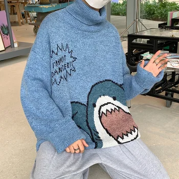 За мъже, Хип-хоп поло Harajuku Пуловер Реколта Японски Стил Аниме за момичета вязаный пуловер 2021 Есен Карикатура на Извънгабаритни пуловер