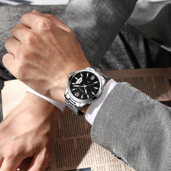 CRRJU 2021 Нови часовници за мъже Часовници е от неръждаема стомана Водоустойчив Дата на Аналогови Кварцови часовници Бизнес Ръчни часовници за мъже 2