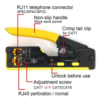 Търговците на дребно RJ-45 Клещи Клещи CAT5 CAT6 CAT7 CAT8 Мрежови Инструменти Ethernet Кабел За източване на Клип Клещи Клещи Набор от Инструменти за кримпване