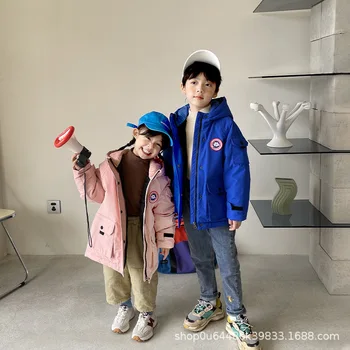 2022 Нов модерен пуховик в корейски стил със Средна дължина, Средна и голяма детска зимни дрехи За момчета и момичета Зимни якета 1
