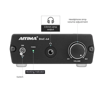 AIYIMA Audio DAC A4 APTX HD ES9038 Декодер CSR8675 Bluetooth Стерео Усилвател за слушалки 24 Бита 96 khz USB Коаксиален Изход RCA AUX 1