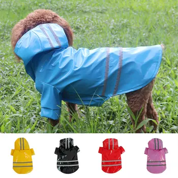 Облекло за дъжд за домашни любимци Дъждобран за кучета Отразяваща наметало с качулка от изкуствена водоустойчиви тъкани, покрити с Мушама за кученца, Котки Стоки за домашни любимци 1