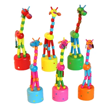 Детска Дървена Поставка за Танци Колоритен Весел Жираф на масата Украса Монтесори Образователна Играчка за Детето Случаен Цвят 1