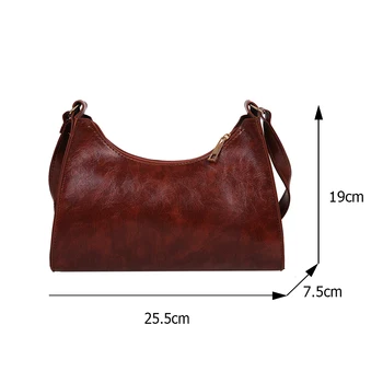 Реколта дамска чанта Однотонная чанта на рамото си под мишница и Ежедневни дамски чанта от изкуствена кожа Малък портфейл Луксозни дизайнерски чанти за пазаруване 2