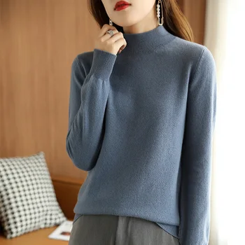 Пролет есен кашмир sweaters дамска мода Оформление на врата на Случайни пуловер кашмир пуловери с дълъг ръкав възли върховете