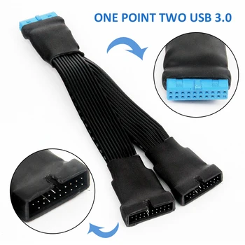 19-пинов конектор за USB 3.0 20-пинов 1to2 удължителен кабел за Захранване на Дънната платка Кабели на дънната платка 2