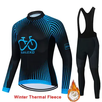 2022 Нов Зимата с дълъг ръкав За мъже Термален Руно Велосипедна екип Колоездене Джърси Комплект МТБ Велосипедна облекло Велосипедна облекло Майо Ropa Ciclismo