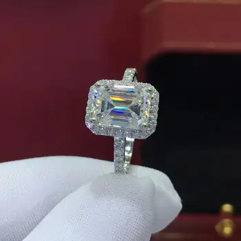 Корейски Годежни пръстени от сребро 925 проба за жени Елегантен пръстен с Цирконий квадратна кройка S925 Годежен пръстен с обещанието за любовник