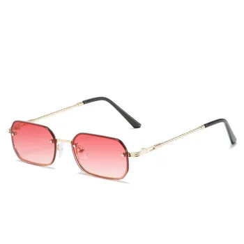 Нова Мода Малки Слънчеви очила без рамки Луксозни Маркови Дизайнерски Дамски Мъжки Метални квадратни Слънчеви очила с UV400 Нюанси Очила Oculos de sol 1