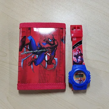 Disney spider-Man Замразени детски часовник + Комплект портфейл Iron Man Детски Мультяшные дигитален часовник в Джоба на чантата Подаръци за рожден ден 2