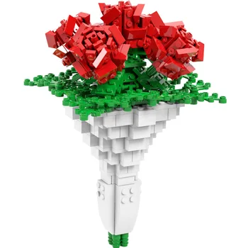 Направи си САМ Букет от цветя, Рози Приятели Орхидея Бонсай Дърво Растение в саксия Строителни Блокове Град Романтична Декорация на Дома Играчки 10280 10281 2