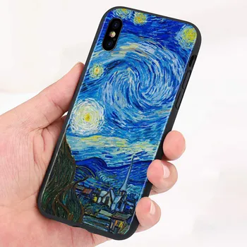Силиконов калъф Van Gogh Tardis за Apple iPhone 13 12 Mini 11 Pro XS MAX XR X 8 7 Плюс 6 SE Калъф за вашия телефон 1