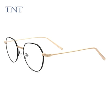TNT Мъжки Кръгли Очила от неръждаема стомана, Дамски Реколта Изискани Недалновидни Оптични очила по рецепта Рамки Прозрачни Малки Очила Oculos 2