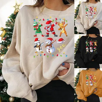 За жени Коледен пуловер с принтом в клетка За жени Ежедневни ризи с дълъг ръкав, Блуза, Блузи Коледен пуловер Холлоуэн Фастивальная облекло