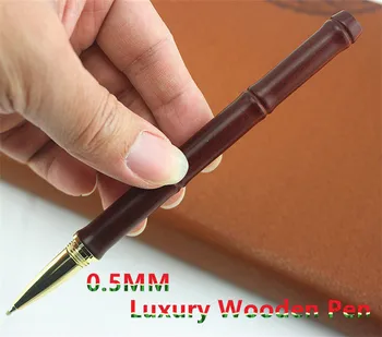 Нова Метална Креативна дървена бамбук дръжка Дръжка-roller Модерен Бизнес Офис химикалка за подпис 0,5 мм с пулевым фитил Химикалки за писане 1