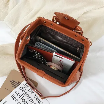 2019 Дамски луксозна дизайнерска чанта за лекар, Дамски чанти-незабавни посланици Вас Основните чанта през рамо за жени Кожена чанта на рамото Реколта 2