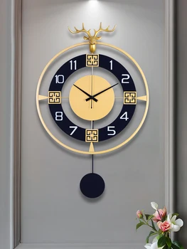 Метални Стенни часовници в европейски стил Луксозни Творчески стенен часовник с махало Decoracion Comedor Nordic Reloj De Pared Home Decor EF50WC 2