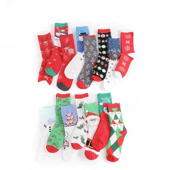 Коледна мода, Стил Харадзюку Kawai Зимни топли Коледни Мультяшные щампи за момичета Подарък за момичета Meias Сладък дамски чорапи 2