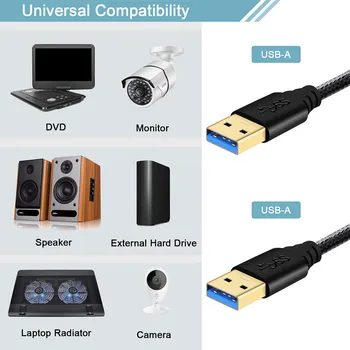 Удлинительный кабел Fasgear USB-USB 5 Gbit / с Удължител за кабел, USB 3.0 мъж към мъж за твърдия диск, Уеб камера в USB Удължител-кабел 1