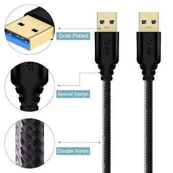 Удлинительный кабел Fasgear USB-USB 5 Gbit / с Удължител за кабел, USB 3.0 мъж към мъж за твърдия диск, Уеб камера в USB Удължител-кабел 2