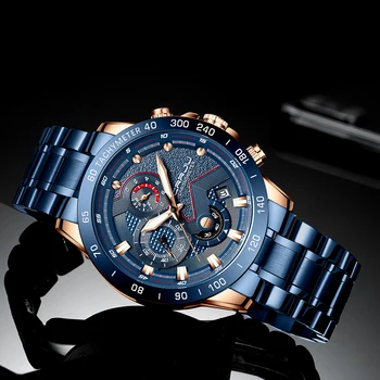 2021 CRRJU Нов модерен мъжки часовник от неръждаема стомана Най-добрата марка на Луксозни Спортен хронограф Кварцов часовник За мъже Relogio Masculino 1