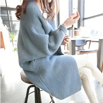 2022 Модни дамски есенни пуловер Жилетка Свободни Прилеп с дълъг ръкав Вязаное дамско палто Нов Елегантен Тънък пролетен женски пуловер G026 2