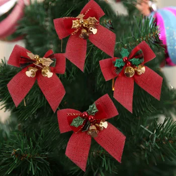 Коледни Панделки Вратовръзка Коледен Подарък Панделки Украса на Коледна Елха Украса за Дома Ноел Лък Занаяти Сватбени Декорации с лък 1