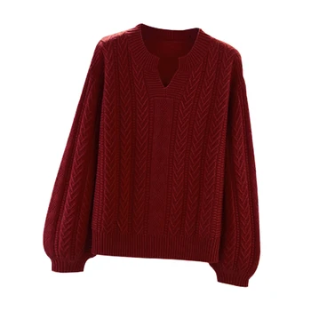 Ред Jmprs ретро женски пуловер с пищни ръкави, есента вязаный пуловер с квадратна яка, дамски жилетки, еластичен зимния пуловер, дропшиппинг > Пуловер / www.yorkshireclaims.co.uk 11