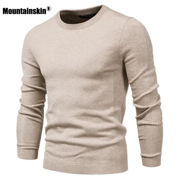 Mountainskin Нов мъжки пуловер 2021 Есен Зима монофонични мъжки Модерен Случайни Тънък пуловер с Риза Марка дрехи MT703