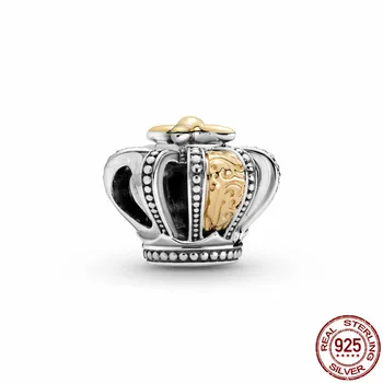 2021 Нов Истински 925 Сребро в два цвята Короната Чар Чар Подходящ Оригинална Гривна Pandora За жени На рождения Ден на Модерни Декорации