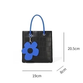 Клайн Синьо цвете Дамски чанти на рамо, изкуствена кожа за Дамски портмонета и чанти, Модни Дамски Преносими Малки чанти за подмишниците 2