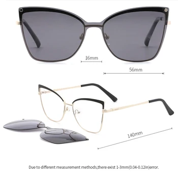 KANSEPT Дамски очила в метални рамки-Популярни 2 В 1 Капачка на Магнитно-оптични слънчеви очила за късогледство Рамки за очила по рецепта FN19003 2