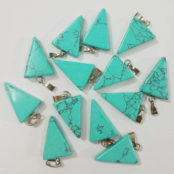 Търговия на едро с 50 бр. модни горещи продажба син калаит каменни висулки, висулки във формата на триъгълник висулки са подходящи за направата на огърлици безплатно