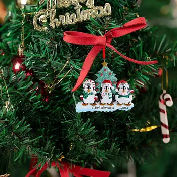 Коледа 2-7 Членовете На Пингвини Дървени Висулки Коледни Коледни Украси Дома Окачен Окачен Декор За Коледа У Дома Навидад 2021 1