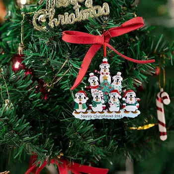 Коледа 2-7 Членовете На Пингвини Дървени Висулки Коледни Коледни Украси Дома Окачен Окачен Декор За Коледа У Дома Навидад 2021 2