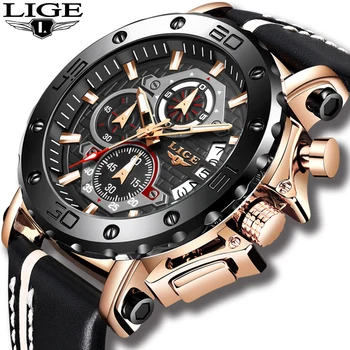 2021 LIGE Нов модерен мъжки часовник от неръждаема стомана Най-добрата марка на Луксозни Спортен Хронограф Кварцов часовник За мъже Relogio Masculino