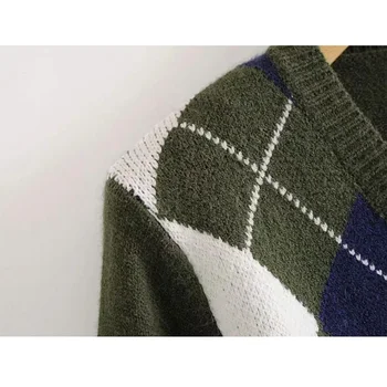Ред Оналиппа отзад цифров кръпка дизайн вязаный жилетка корейски шик мързелив стил с V-образно деколте свободни однобортные пуловери с дълги ръкави > Пуловер / www.yorkshireclaims.co.uk 11