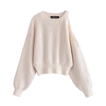 Ред 2021 женски есента ретро монофонични съкратен пуловер вязаный пуловер модерен яка поло с дълъг ръкав копчета дамски ежедневни шик върховете > Пуловер / www.yorkshireclaims.co.uk 11