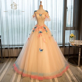 истински лукс светло синята розова пеперуда бална рокля фея стайдо бална рокля на принцеса средновековна рокля/викторианска рокля за бал красавици 1
