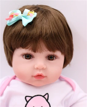 47 см скъпа bebe възстановената миличка грил кукла baby с пълна силиконово тяло на Момиче с къса коса, облечен в костюм на прасе играчки всичко за момичета 2