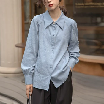 Ред Нова дамски дрехи 2021 есен зима дизайн чувство за нокти мъниста риза с дълъг ръкав жена топ > Дамски блузи / www.yorkshireclaims.co.uk 11