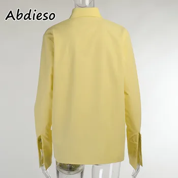 Abdieso Бяла елегантна блуза Za За жени 2021 Зелена пуговица с дълъг ръкав Секси дамски есенни свободни ежедневни Топ Ризи, Модни 2