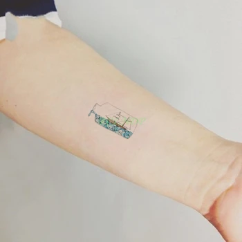 Водоустойчив временна татуировка телескоп НЛО плаващите бутилка плаване с лодка лампа татуировка етикети флаш татуировка фалшиви татуировки за момичета, деца 1