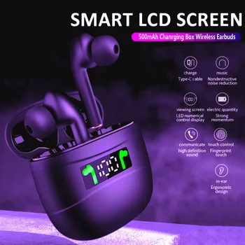 Безжични слушалки TWS Bluetooth-съвместими 5,0 Слушалки IPX7 Водоустойчив Слушалки LED Дисплей HD Стерео Микрофон за iPhone Xiaomi 2